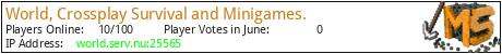 World, Crossplay Survival and Minigames. minecraft server logo World, Crossplay Survival and Minigames. minecraft server