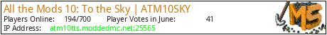 All the Mods 10: To the Sky | ATM10SKY minecraft server logo All the Mods 10: To the Sky | ATM10SKY minecraft server