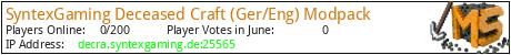 SyntexGaming Deceased Craft (Ger/Eng) Modpack minecraft server logo SyntexGaming Deceased Craft (Ger/Eng) Modpack minecraft server