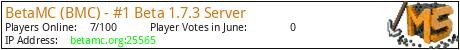 BetaMC (BMC) - #1 Beta 1.7.3 Server - Minecraft Survival Server IP